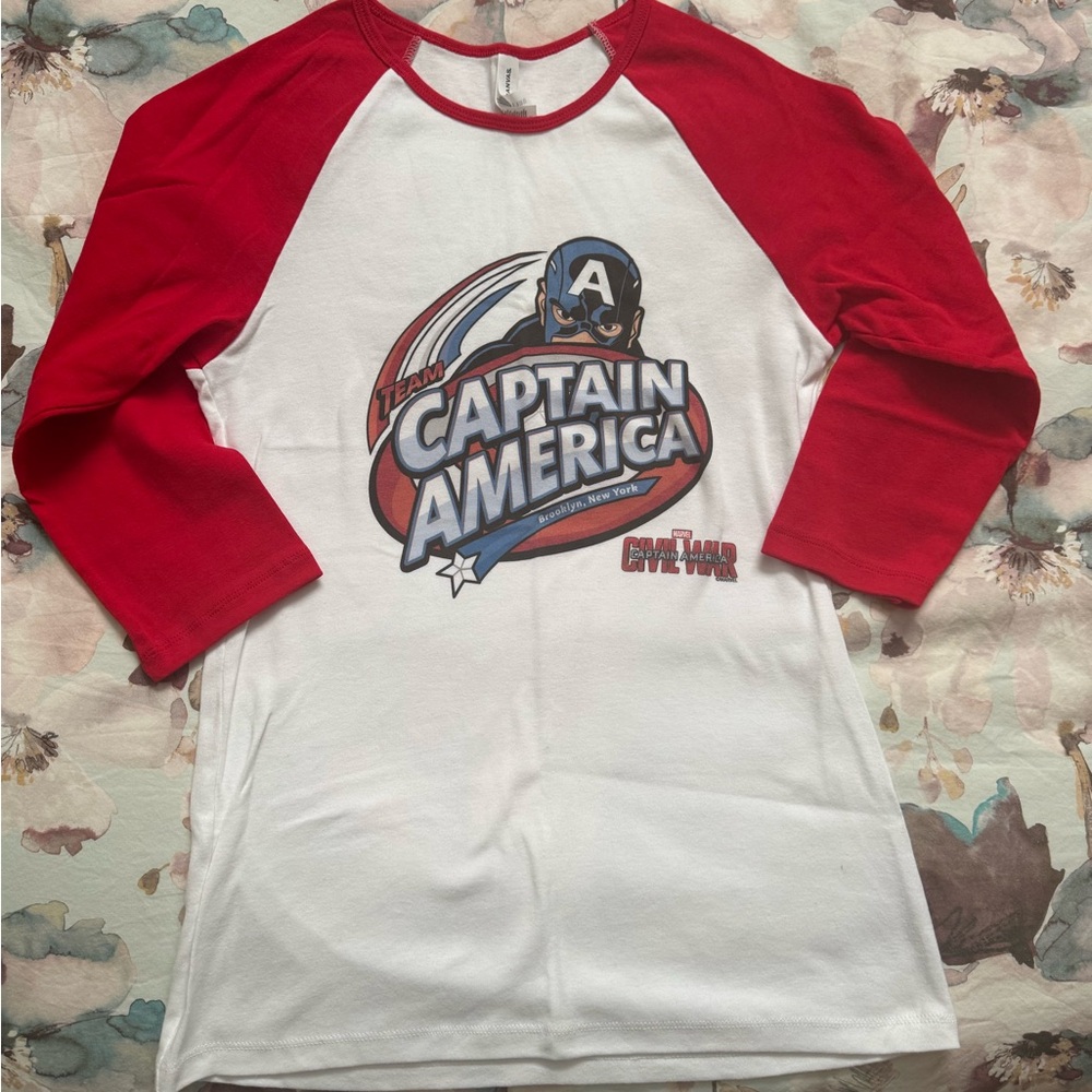 Marvel Captain America Kids Long Sleeve Shirt - Red & White